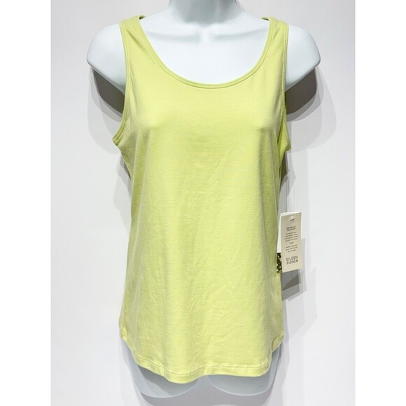 NWT $68 Eileen Fisher Vebna Scoop Neck Tank Top Green Chartreuse Women’s XS - Picture 1 of 7
